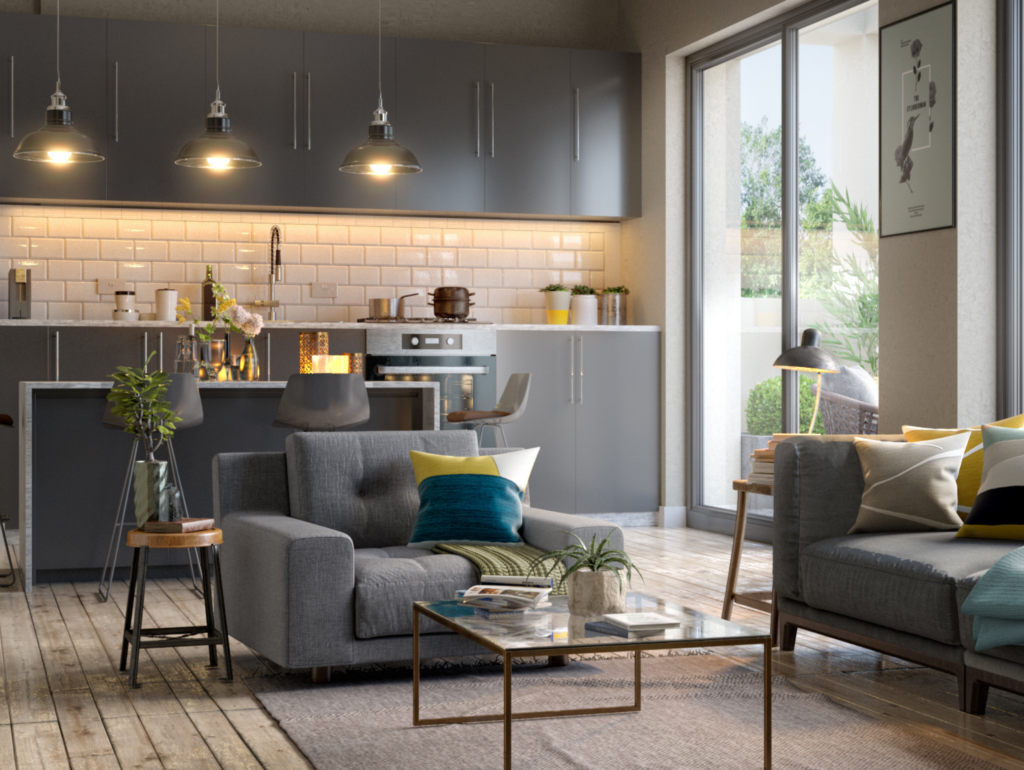 Apartment – Kitchen Lounge Interior CGI