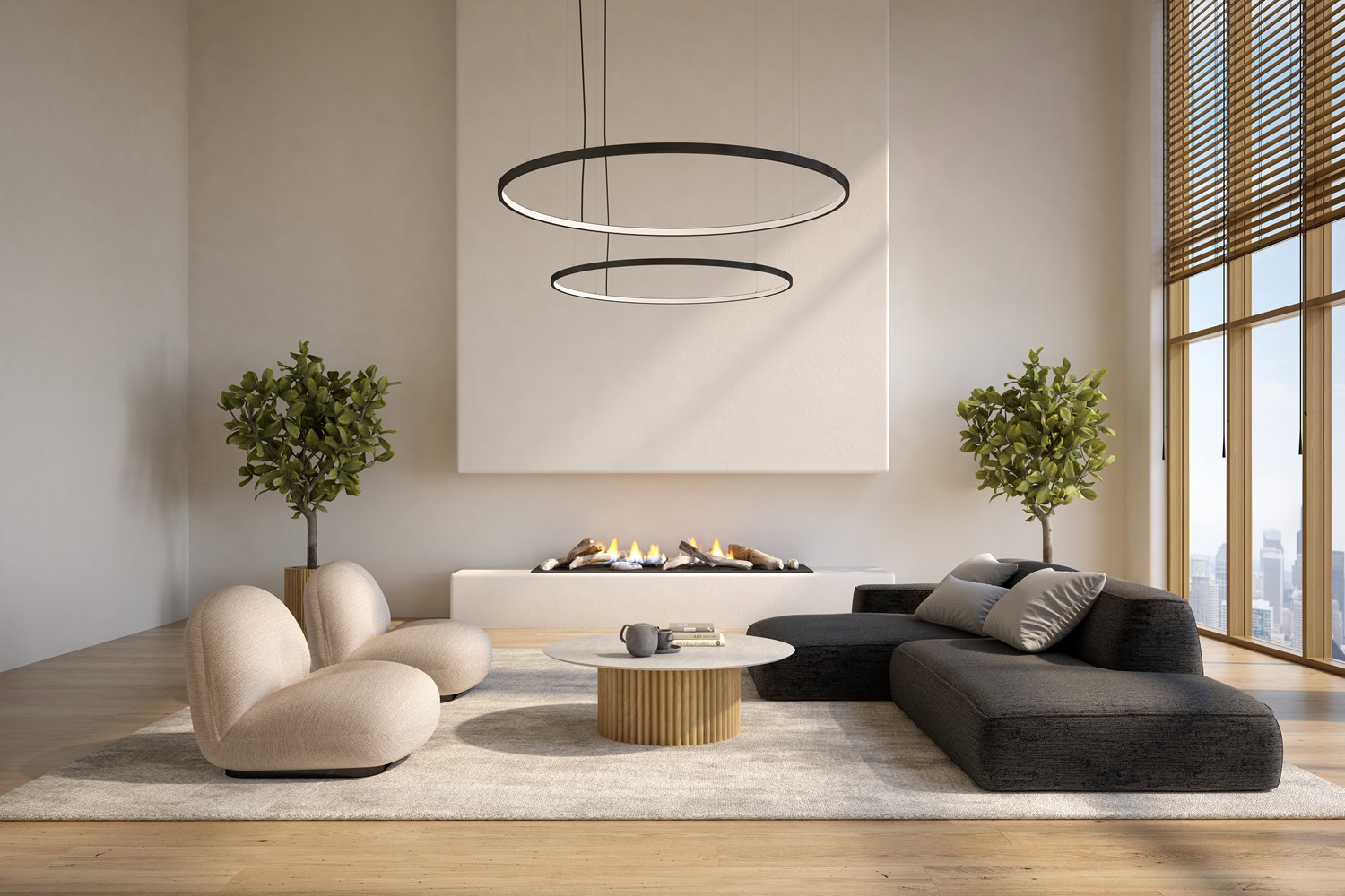 Minimalist Living Room 3D render