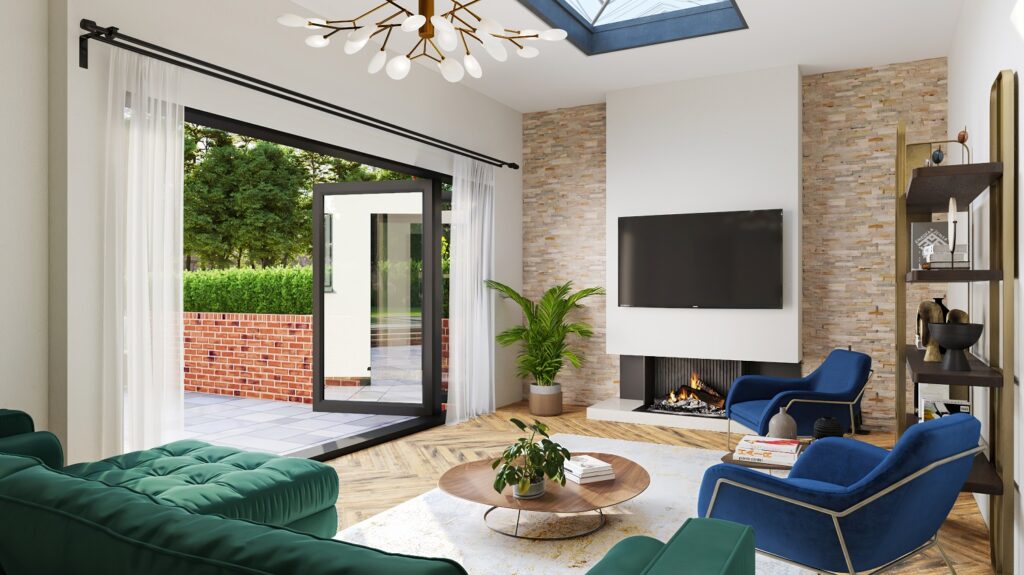 3D visualisation of a styled lounge