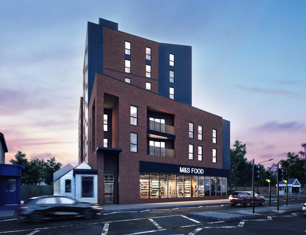 Dusk Apartment Block CGI