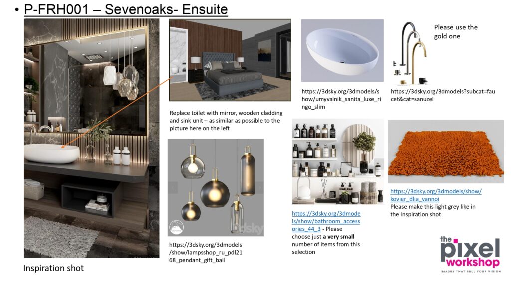 Interior CGI of modern ensuite bathroom at Sevenoaks development