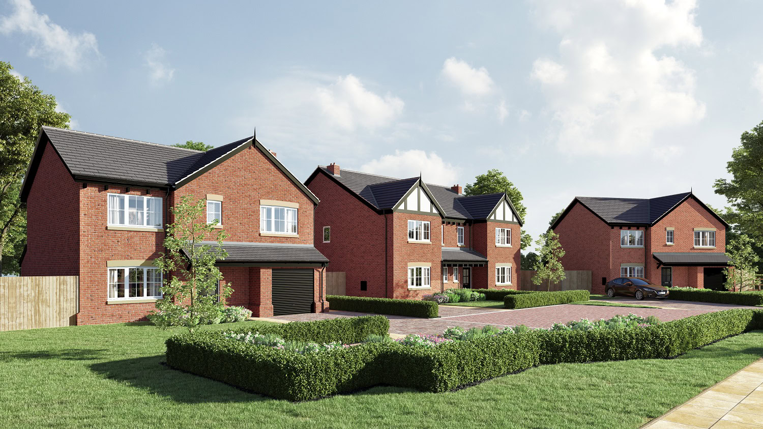 Street scene CGI of new homes at Barons Gate